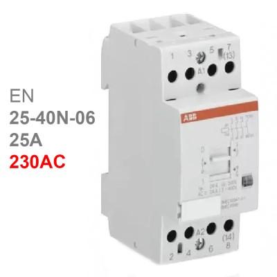 ABB контактор модульный EN25-40N-06 (25А АС-1, 4НО), катушка 230В AC/DC 2 модуля