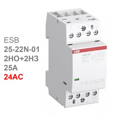 ABB Контактор ESB25-22N-01 модульный (25А АС-1, 2НО+2НЗ), катушка 24В AC/DC