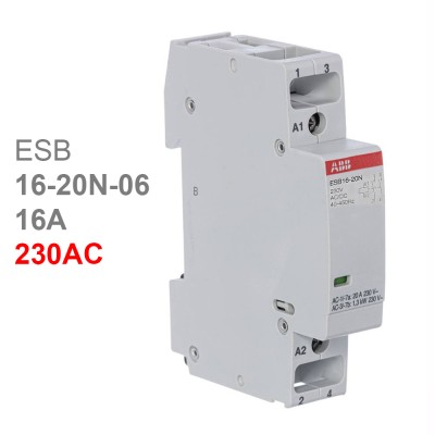 ABB Контактор ESB16-20N-06 модульный (16А АС-1, 2НО), катушка 230В AC/DC