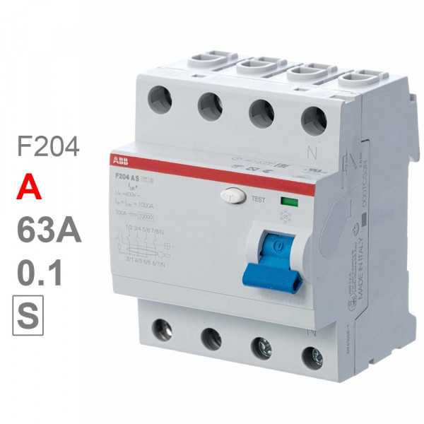 УЗО ABB F204 A S-63/0.1 63А 100mA селективный