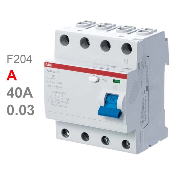 УЗО ABB F204 A-40/0.03 40А 30mA (А) 2CSF204101R1400