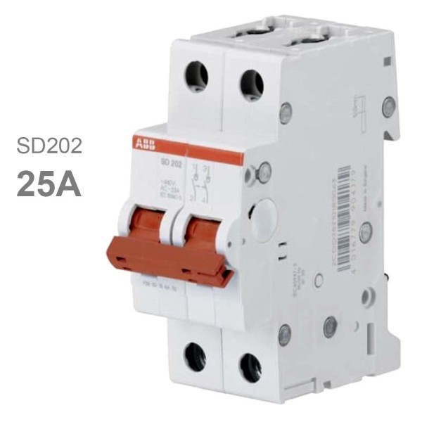 ABB SD202 Рубильник 2P 25A рычаг красный