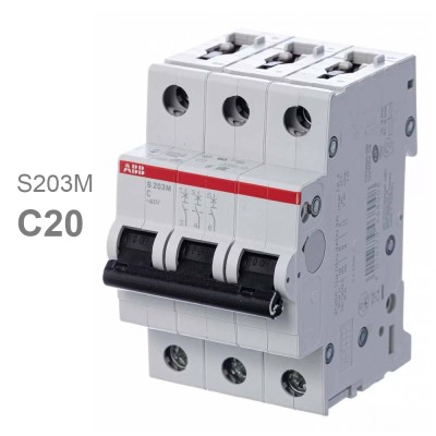 Автоматический выключатель модульный 3п C 20А 10кА S203M C20 ABB 2CDS273001R0204