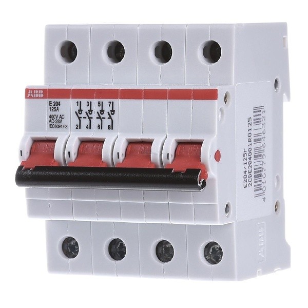 E204r 125А рубильник 4p рычаг красный ABB