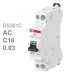 Дифавтомат ABB DS301C C16 AC30 1P+N (C) 16A 30mA тип AC
