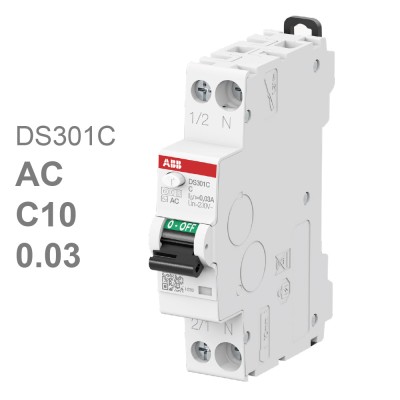 Дифавтомат ABB DS301C C10 AC30 1P+N (C) 16A 30mA тип AC