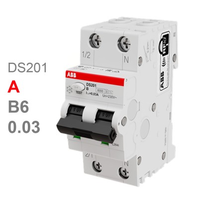 Дифавтомат ABB DS201 B6 A30 (2П B 6A 30mA тип A)