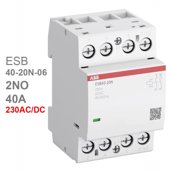 ESB40-20N-06 Контактор модульный (40А АС-1, 2НО), катушка 230В AC/DC ABB
