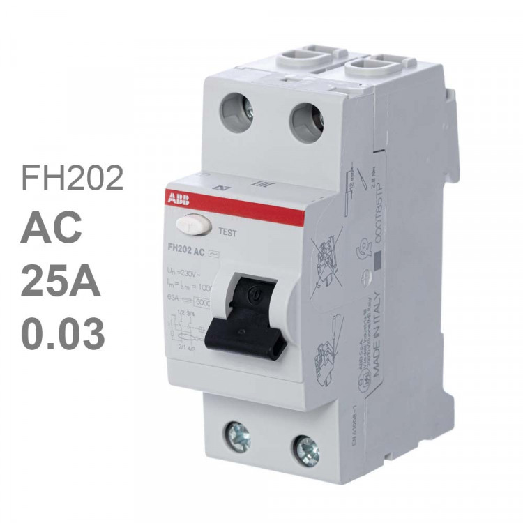 УЗО ABB FH202 AC-25/0.03 25А 30mA (AC) 2CSF202004R1250