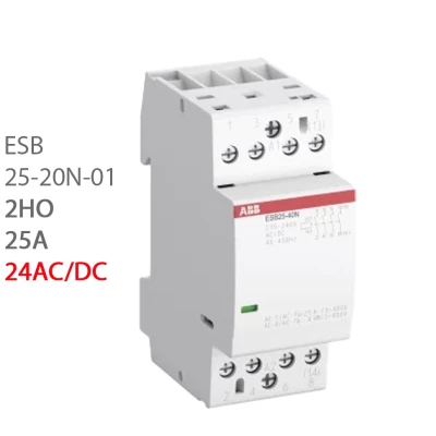 ABB Контактор ESB25-20N-01 модульный (25А АС-1, 2НО), катушка 24В AC/DC