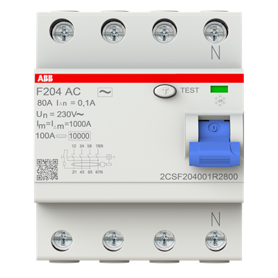 Выключатель диф. тока 4п 80А 100мА тип AC F204 AC-80/0.1 2CSF204001R2800  