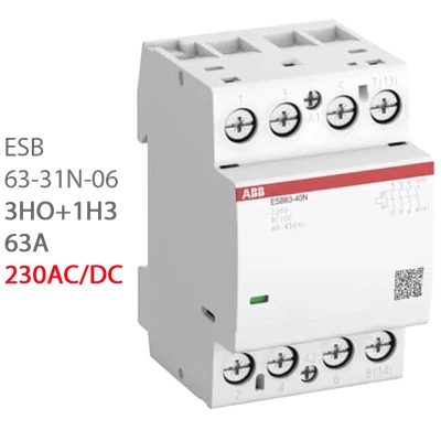 ABB Контактор ESB63-31N-06 модульный (63А АС-1, 3НО+1НЗ), катушка 230В AC/DC