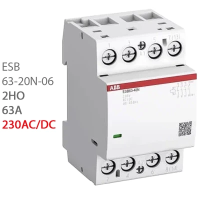 ABB Контактор ESB63-20N-06 модульный (63А АС-1, 2НО), катушка 230В AC/DC