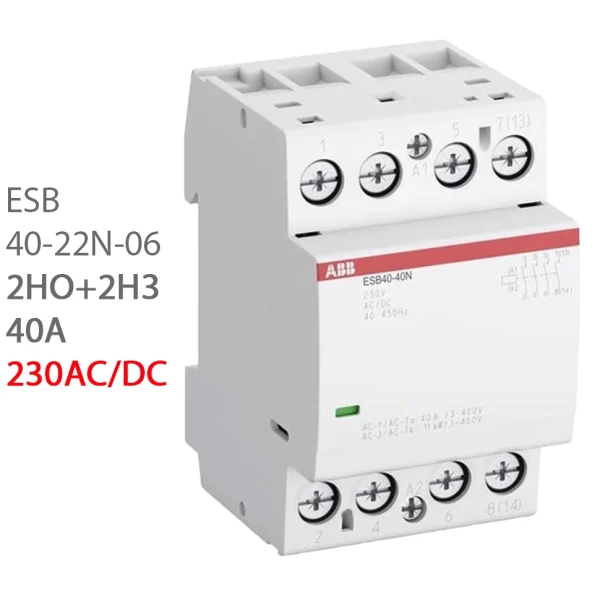 ABB Контактор ESB40-22N-06 модульный (40А АС-1, 2НО+2НЗ), катушка 230В AC/DC