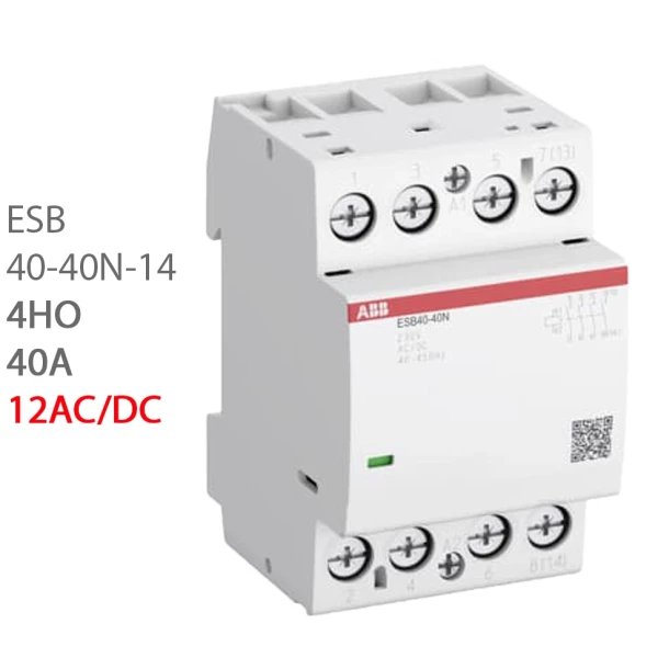 ABB Контактор ESB40-40N-14 модульный (40А АС-1, 4НО), катушка 12В AC/DC