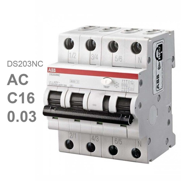 ABB DS203NC C16 Диффавтомат 3P 16А 30mA 6kA (C) тип AC