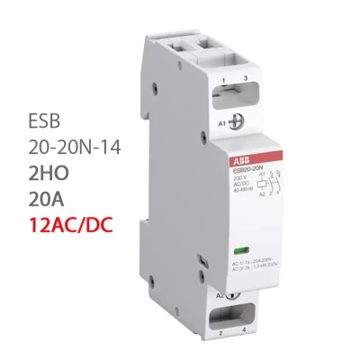 ABB Контактор ESB20-20N-14 модульный (20А АС-1, 2НО), катушка 12В AC/DC