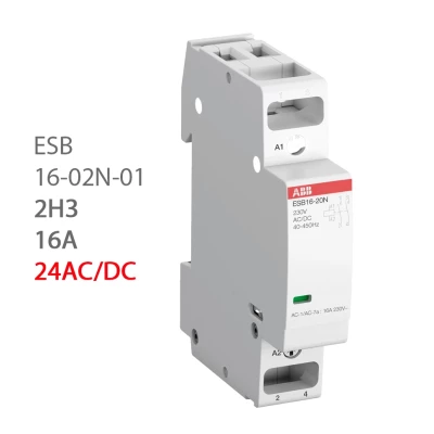 ABB Контактор ESB16-02N-01 Контактор модульный (16А АС-1, 2НЗ), катушка 24В AC/DC 