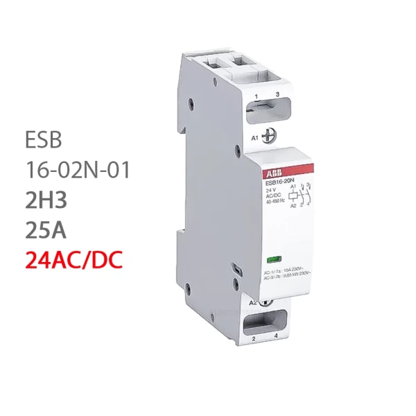 ABB Контактор ESB16-02N-01 Контактор модульный (16А АС-1, 2НЗ), катушка 24В AC/DC 