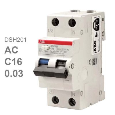 ABB DSH201 C16 AC30 Диффавтомат 1P+N 16A 30mA (AC) хар. C