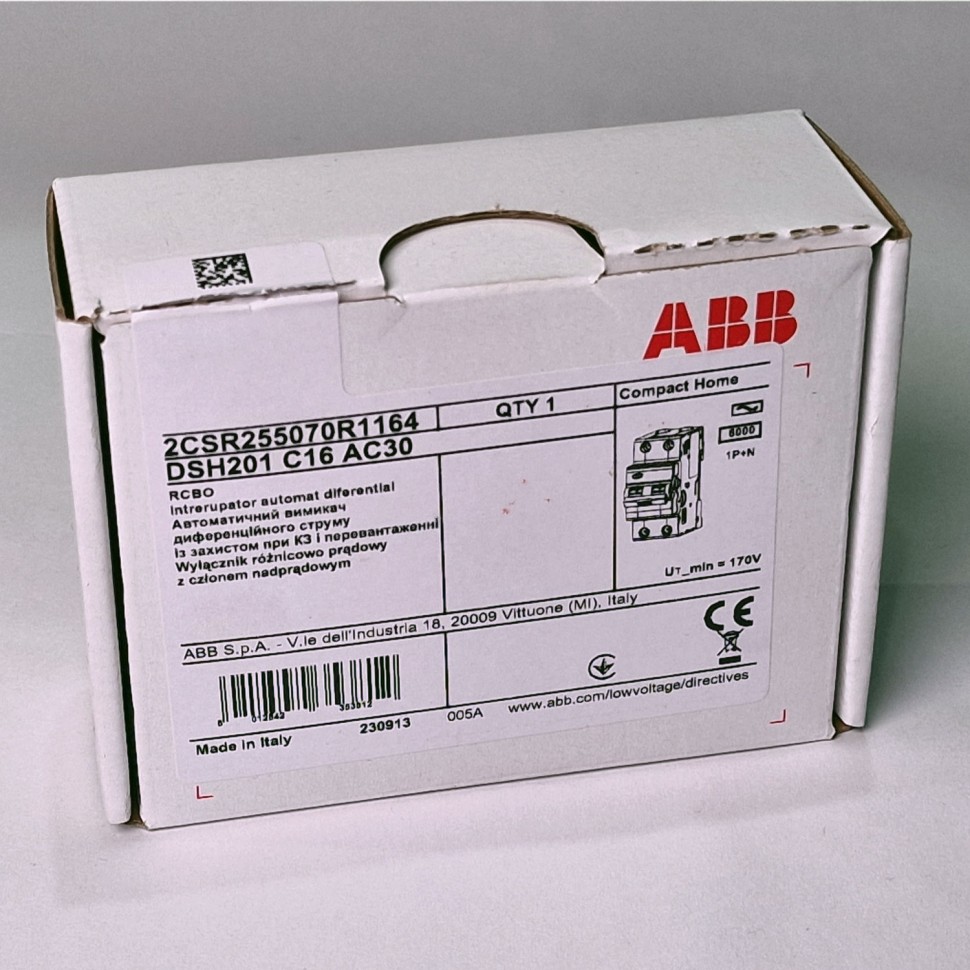 ABB DSH201 C16 AC30 Диффавтомат 1P+N 16A 30mA (AC) хар. C 2CSR255070R1164