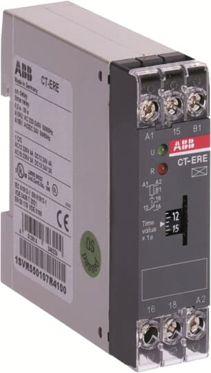 ABB CT-ERE 0.3-30 s Реле времени (задержка на включ.) 24В AC/DC, 220-240В AC (врем. диапазон 0,3..30с.) 