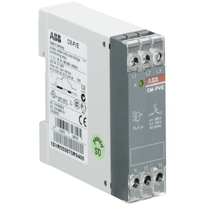 ABB CM-PVE Реле контроля напряжения (контроль 1,3 фаз) (контроль Umin/max с нейтралью L-N 185..265В AC )