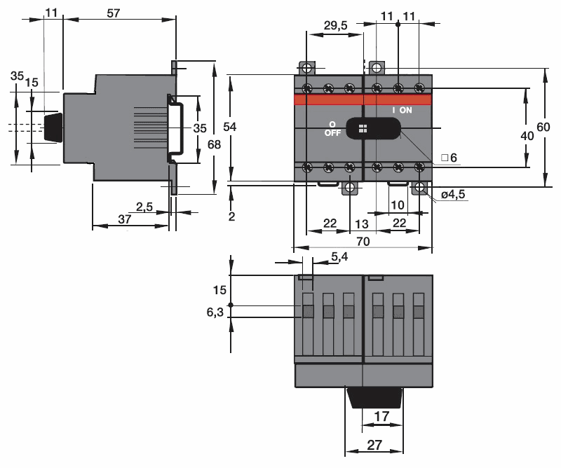 ABB Реверсивный рубильник OT40F3С 40А 1SCA104913R1001