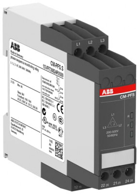 ABB CM-PFS.S Трехфазное реле контроля напряжения (контроль обрыва и чередования фаз) CM-PFS.S  3x200-500В AC, 2ПК