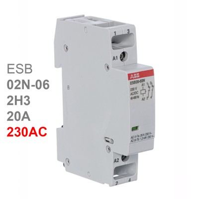 ABB Контактор ESB20-02N-06 модульный (20А АС-1, 2Н3), катушка 230В AC/DC