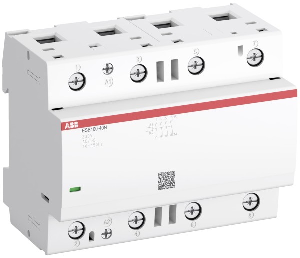 ABB Контактор ESB100-40N-06 модульный (100А АС-1, 4НО), катушка 230В AC/DC