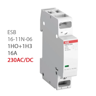 ABB Контактор ESB16-11N-06 Контактор модульный (16А АС-1, 1НО+1НЗ), катушка 230В AC/DC 