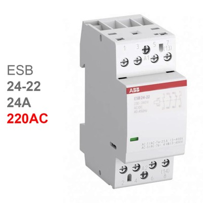 ABB Контактор ESB-24-22 модульный (24А АС1) 220В АС/DC